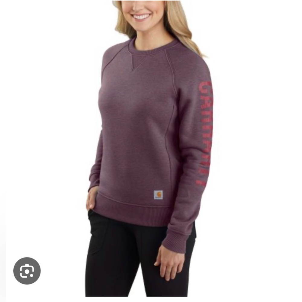 CARHARTT Relaxed Fit Midweight Crewneck Logo Sleeve Graphic Sweatshirt Small